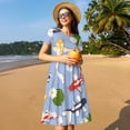 thumbnail image 4 of Vsdgher Colorful Koi Fish for Womens Summer 2025 Casual Midi Maxi Dresses Lightweight Short Sleeve Round Neck Beach Dress -Small, 4 of 7