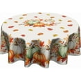 thumbnail image 1 of Autumn Pumpkin Tablecloth Round 60 Inch Maple Leaves Seasonal Washable Thanksgiving Decorative Table Cover for Home Kitchen Party Picnic, 1 of 8