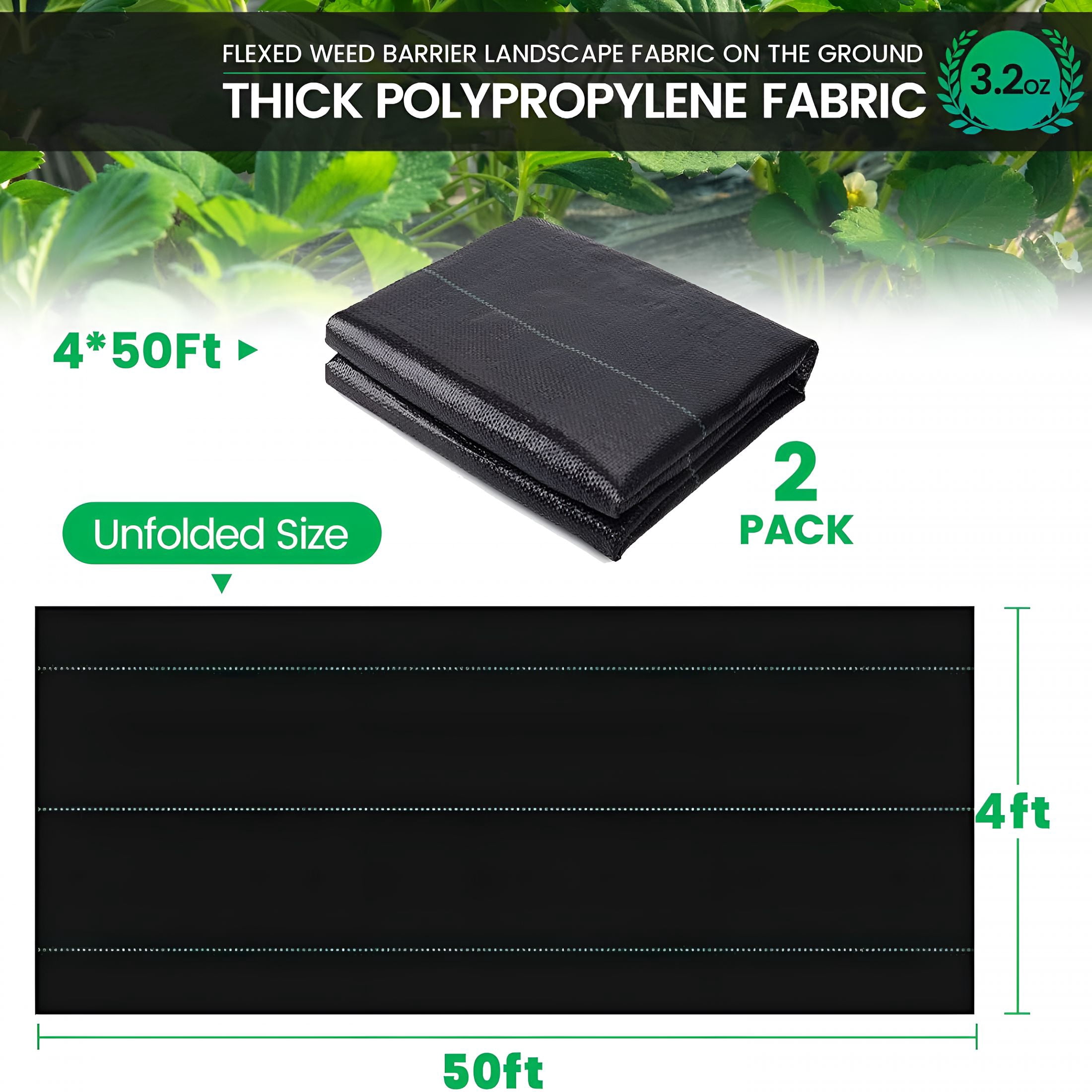 RLESO 4ftx100ft Weed Barrier Landscape Fabric Heavy Duty, 3.2oz Weed Barrier Fabric, Easy Setup Woven Garden Weed Fabric Landscaping Fabric