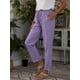 thumbnail image 4 of Pantalones casuales sueltos de lino y algodón con bolsillos grandes de color sólido para mujer de estación independiente de primavera y otoño, 4 of 6