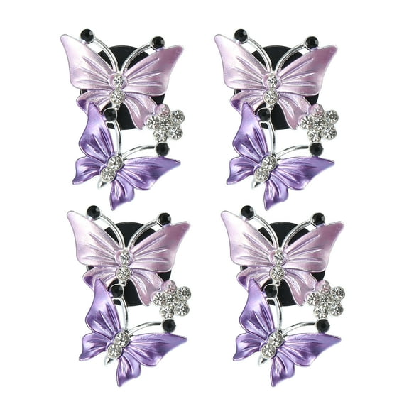 Car Butterfly Shape Clips for Air Conditioner Outlet Vent Attractive Decorations Clip Purple 4 Pcs