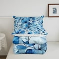 thumbnail image 5 of Floral Bedding Set Blue Leaf Print Comforter Sets,Botanical Flower Down Comforter,Boho Decor Quilt Set, 5 of 7