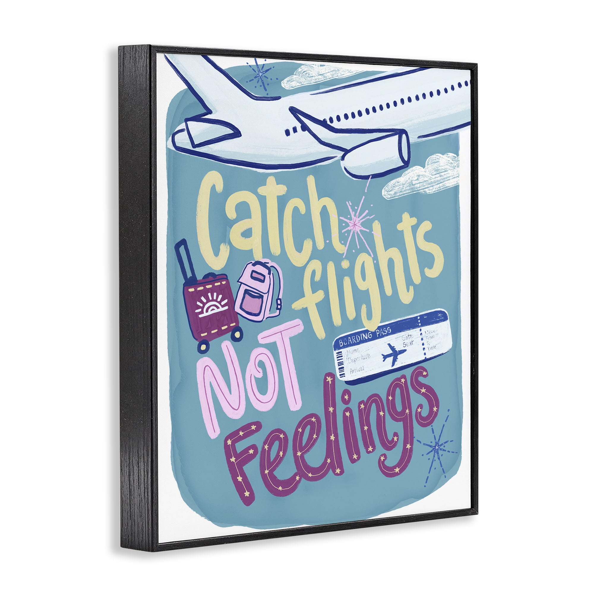 Stupell Industries Catch Flights Not Feelings Black Framed Giclee Art, design by Connie Summers