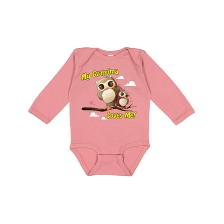 

Inktastic My Grandma Loves Me Owl Gift Baby Boy or Baby Girl Long Sleeve Bodysuit