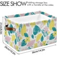 thumbnail image 3 of GZHJMY Tropical Leaves Foldable Canvas Storage Bin, Sturdy Fabric Storage Basket with Handles, Storage Cube Box for Organizing Shelf Nursery Toy Closet 1PCS#308, 3 of 7