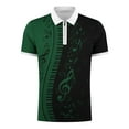 thumbnail image 4 of QQAMB Men T-shirts Short Sleeve Piano Printed Turndown Collar Half Zipper T-shirt Casual Fashion Blouse Tops Green 2XL, 4 of 5