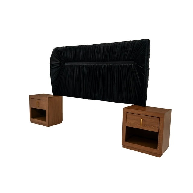 Recamara KS 3 Piezas Umira Negro y Nogal - Kessa Muebles