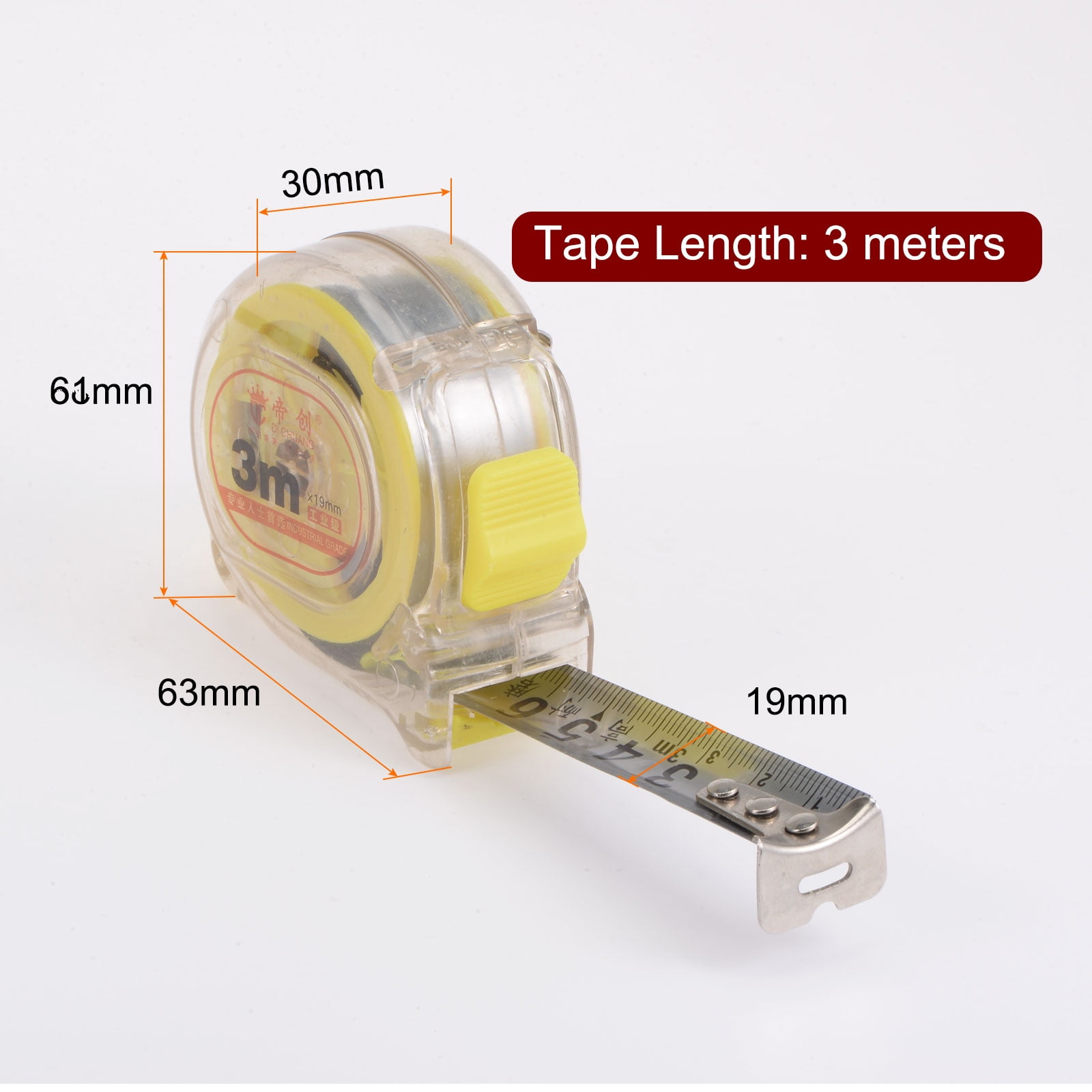 Ace ABS Plastic Case Closed Reel Tape Measure Black and Yellow 50m  XM16102608, Layout & Measuring T, Layout & Measuring Tools, Tools, Tools & Hardware