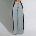 thumbnail image 2 of Wangmeiwg Women’s Jeans With Patchwork Stripes High Waist Loose Denim Color Block Jean Straight Wide Leg Pants Womens Pants Casual with Pockets, 2 of 5