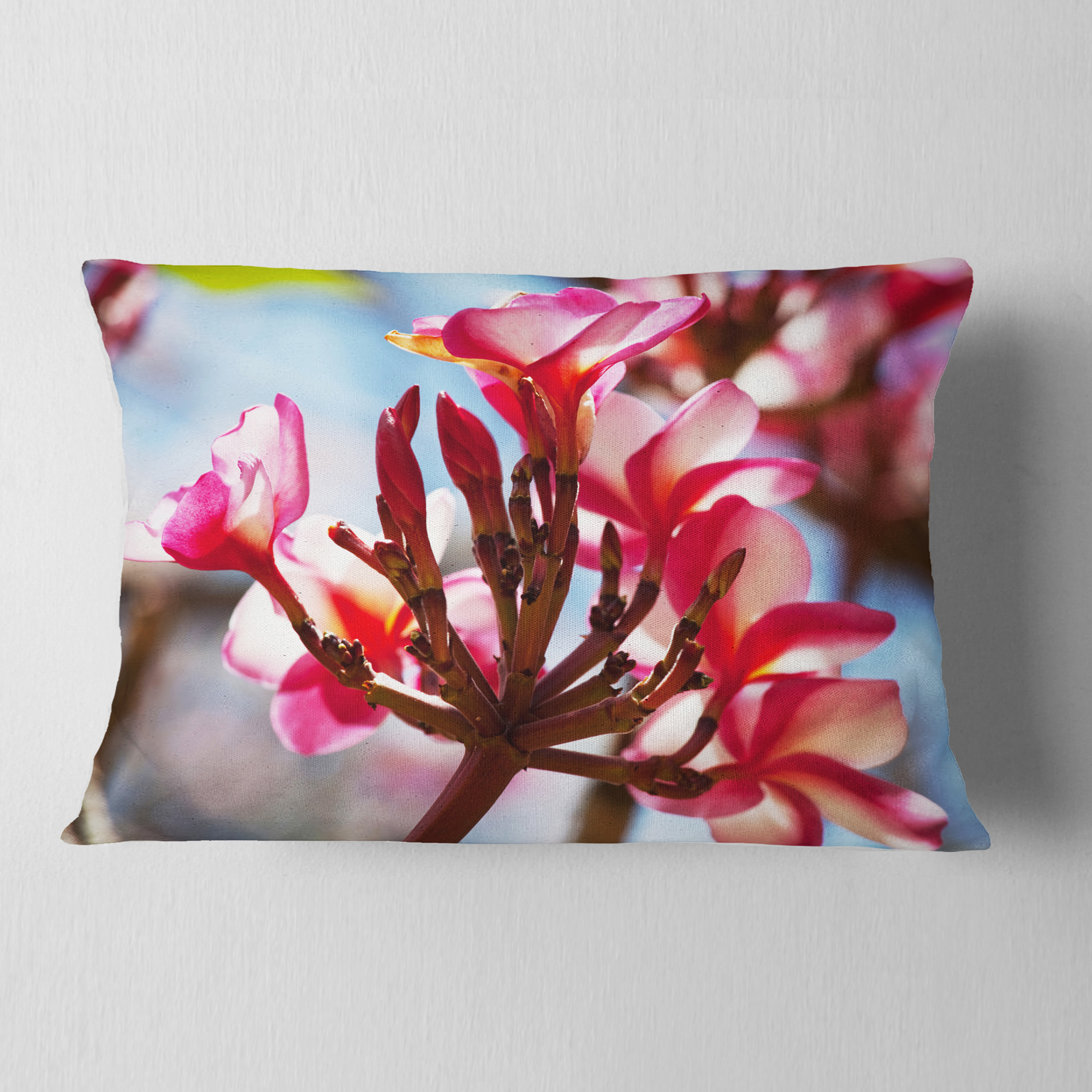 Designart Bunch of Beautiful Tropical Flowers - Floral Throw Pillow - 12x20