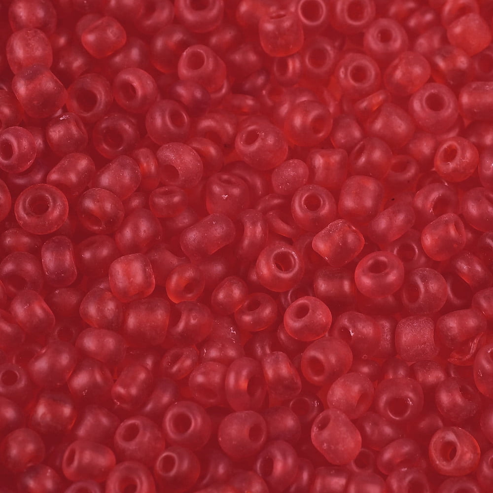 Glass Seed Beads Frosted Colors Round Red 3mm