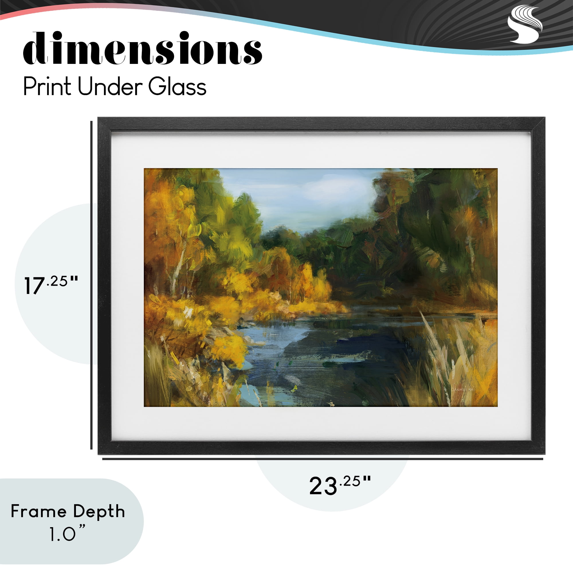 Stupell Industries Autumn River Bend Abstract Black Framed Print Under Glass, design by Danhui Nai