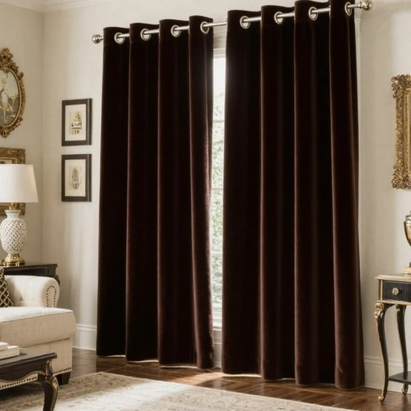 SMILETIME Velvet Curtains with Grommet, Thermal Insulated Super Soft Privacy Noise Reducing Light-Filtering Velvet Curtains for Living Room, 2 Panels