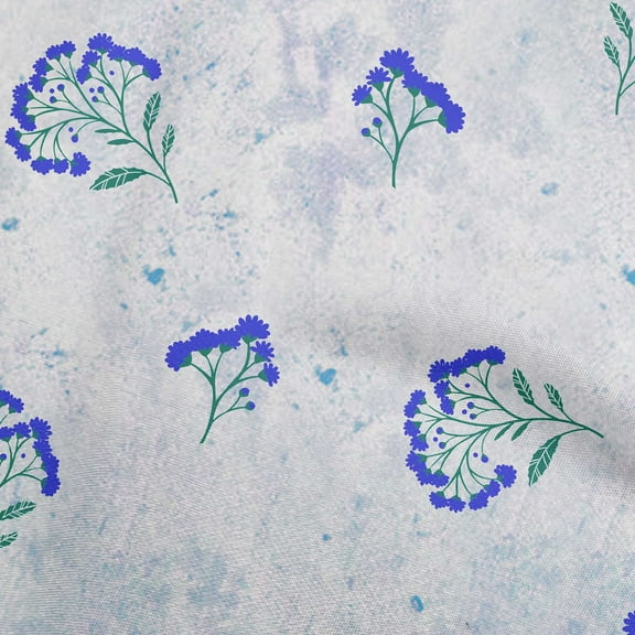 oneOone Polyester Spandex Blue Fabric Floral Floral With Texture Sewing Craft Projects Fabric Prints By Yard 56 Inch Wide