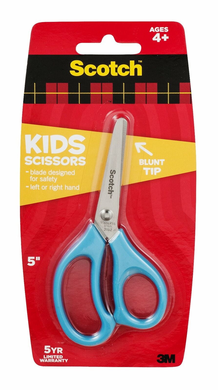 Scotch Kids Scissors with Blunt Tip 5' Left/Right Hand Safety Blade 1 Ea 3PK