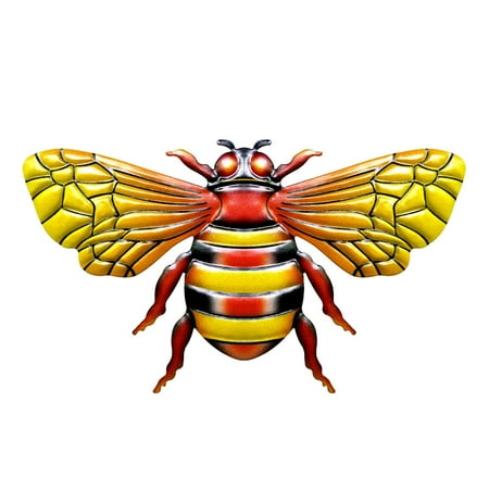 

ibaste Metal Bee Decor Wall Art Retro Yellow Bee Hanging Pendant