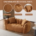 thumbnail image 3 of WIILAYOK Chenille Bean Bag Sofa Chair, Cute Loveseat Sofa Couch with Two Pillows and Petal Backrest for Living Room Bedroom, Yellow, 3 of 8