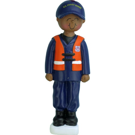 Armed Forces Coast Guard Male African-American Personalized  Christmas Ornament