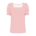 thumbnail image 6 of Levmjia Women's Striped Short Sleeve T Shirt Square Neck Casual Summer Top with Flounce Sleeves Vintage Aesthetic Basic Tee for Ladies, 6 of 7