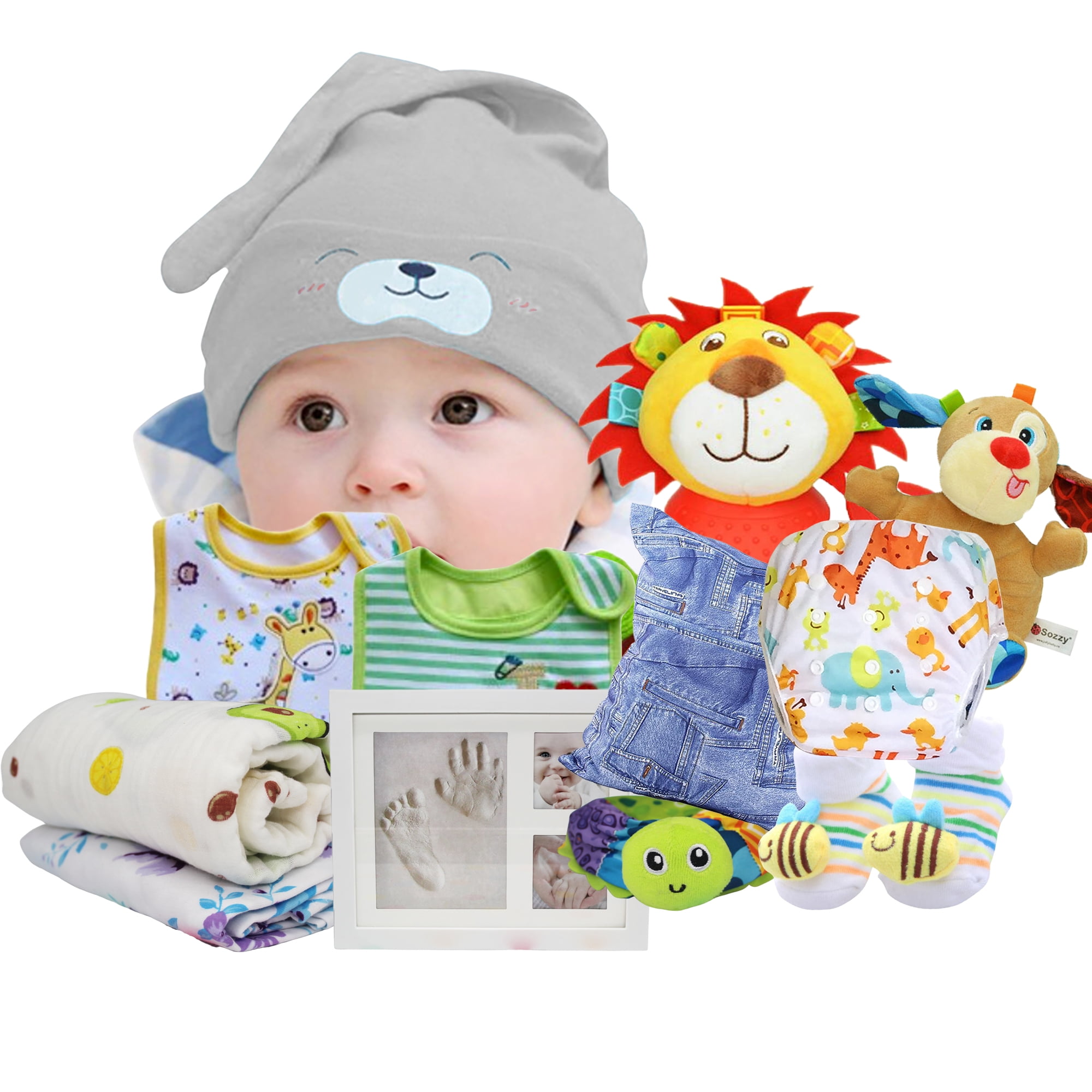 Gifts Are Blue Unisex Baby Bundle Gift Set with Essentials, Toys & Accessories for 1st Year, 12 Items