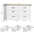 thumbnail image 5 of TEENFON Farmhouse 6 Drawer Dresser for Bedroom, 47.2'' Wide Wood Chest of Drawers with Large Metal Handles, Dresser for Closet, Bedroom Dresser for Living Room, Entryway, White, 5 of 9