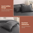 thumbnail image 6 of D.N.G. BEDDINGS 5 Piece Luxury 5 Inch Two Layer Ruffle Comforter Set Premium Super Soft, 800 TC, 100% Egyptian Cotton, Super Soft, Oversized Super King Size Dark Grey Color, 6 of 7