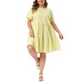 thumbnail image 2 of Agnes Orinda Women's Plus Size Mother's Day Gingham Dresses 1950s Vintage Tiered Crew Neck Short Sleeve Summer Casual Midi Plaid Dress 4X Yellow, 2 of 6