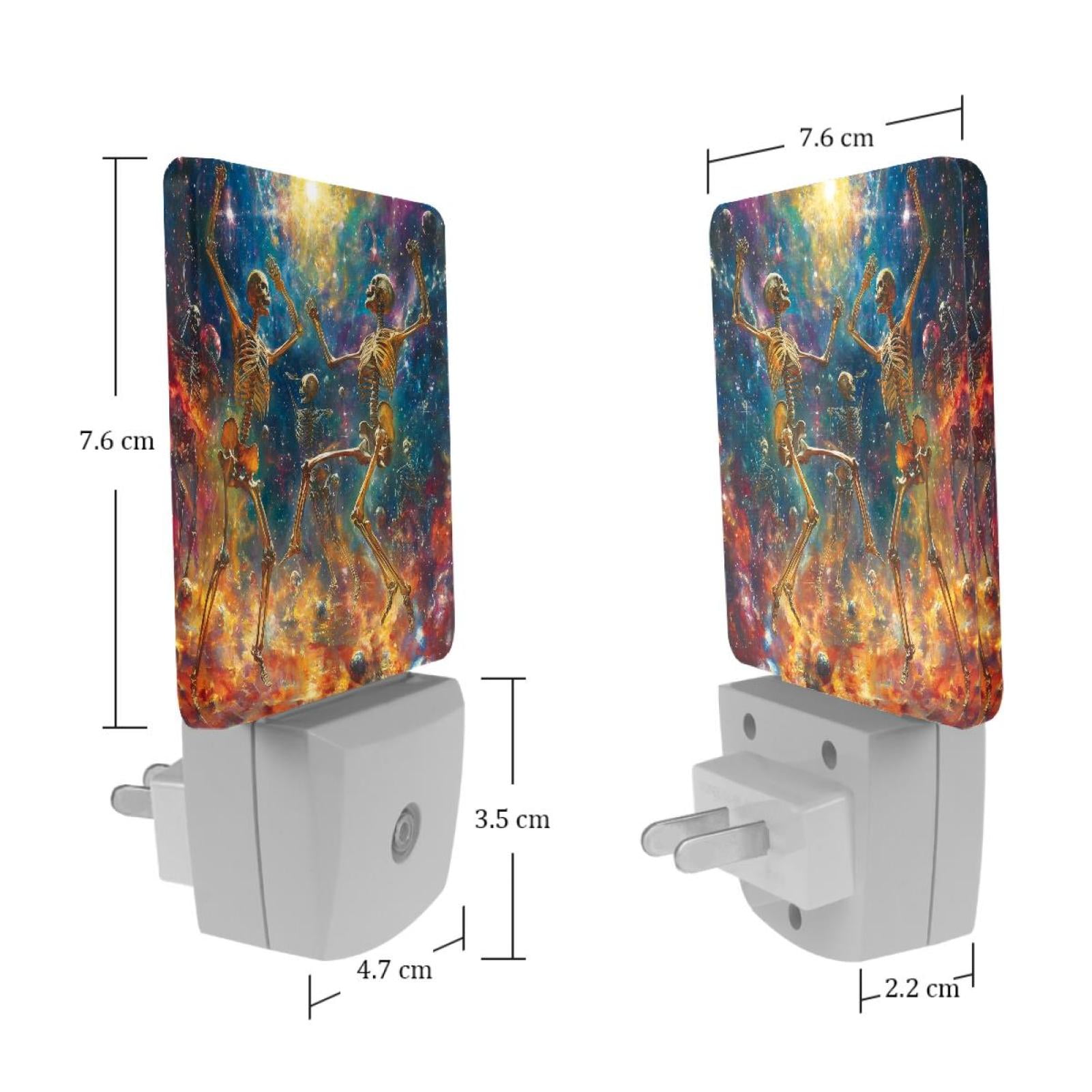 PhooArto Color Galaxy Skeletons Dancing Plug in LED Night Light Auto Sensor Dusk to Dawn Decorative Night for Bedroom, Bathroom, Kitchen, Hallway, Stairs, Baby's Room, Energy Saving