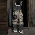 thumbnail image 2 of JULMCOMO Halloween Jumpsuits for Women Plus Size Cotton Linen Black Cat Printed Spaghetti Strap Holiday Overalls Loose Funny Print Jumpsuits Beige 4XL, 2 of 5