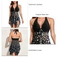 thumbnail image 2 of Traje De Baño Dividido Patrón De Impresión Elegante Cuello Halter Dobladillo De Malla Irregular Sin Espalda Traje De Baño De Dos Piezas Conjunto De Bikini Punto Negro 4XL, 2 of 6