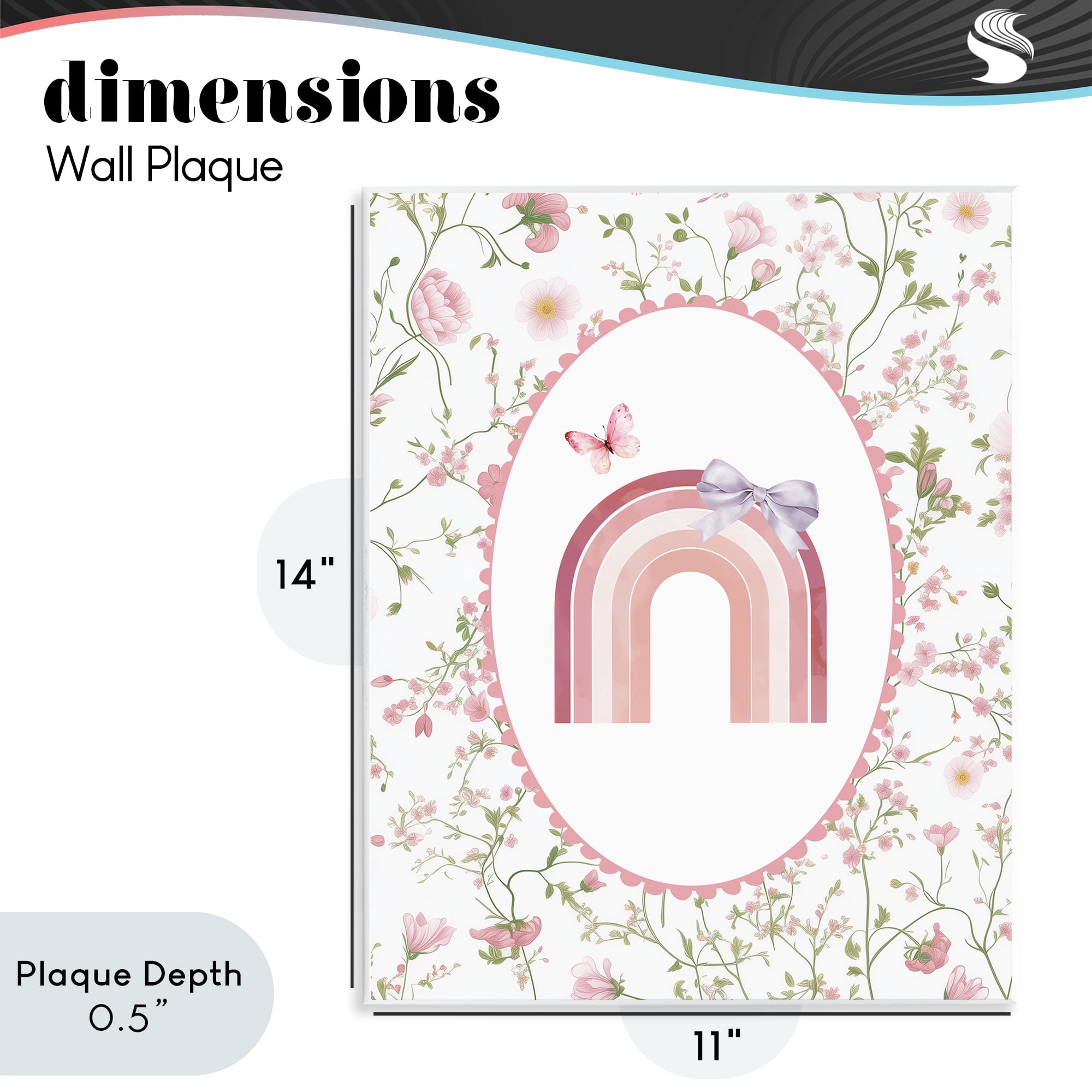 Stupell Industries Floral & Ribbon Rainbow Wall Plaque Art, design by Christine Simpson Art