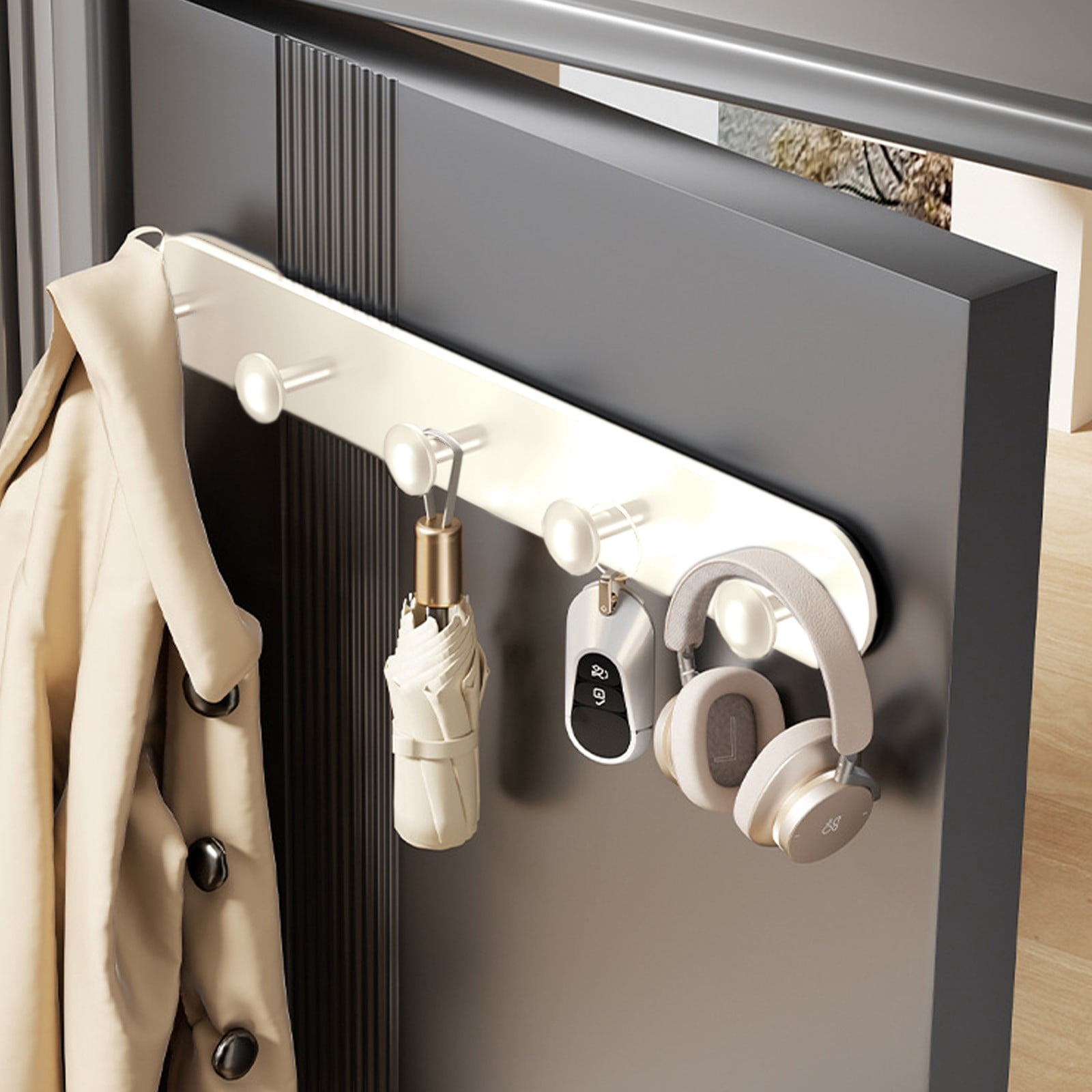Magnetic Door Rear Hook, No Punching, Entrance Security Door Clothes Hook, Key Bag Storage Hanger, Closet Organizer