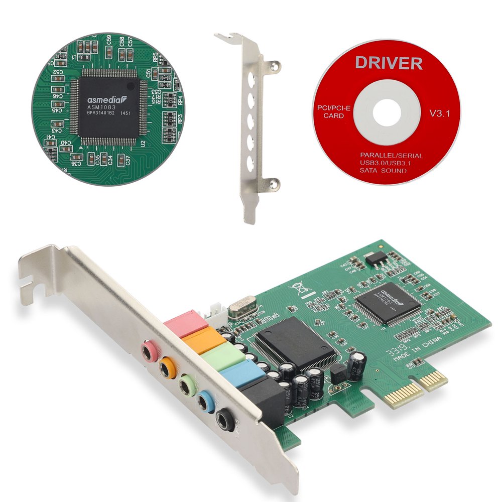 TSV PCIe Sound Card, 5.1 Internal Sound Card for PC Windows 10/8/7 with