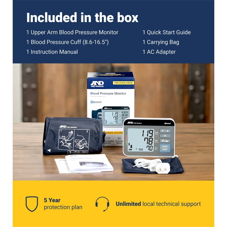 A&D Medical UA-810BLE Wide Cuff Heart Rate Detection Digital Upper