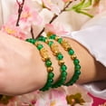 thumbnail image 4 of Mini Pixiu Feng Shui Bracelet | EARTH Element | Green Agate x 18k Gold, 4 of 16