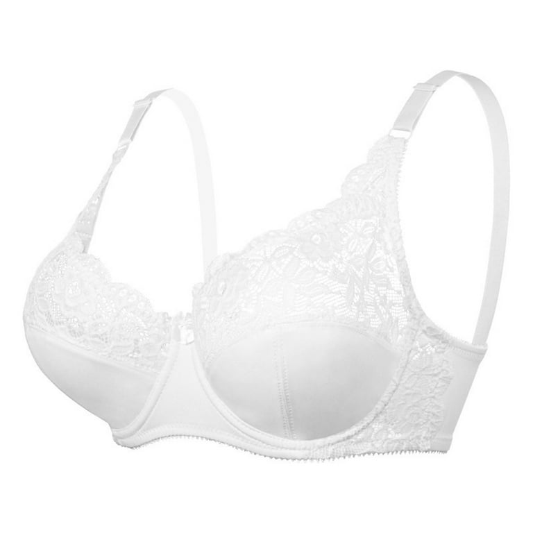 YYDGH Lace Minimizer Bras for Women Plus Size Underwire Unlined Full  Coverage Bra for Heavy Breast White XXL 