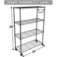 thumbnail image 3 of 4-Shelf Wire Shelving Unit with Wheel and Adjustable Feet, 36''(L) x14''(W) x54''(H),Black, 3 of 5