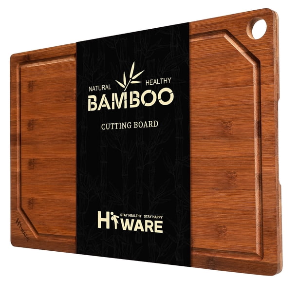 Tabla de cortar Hiware Wood Heavy Duty Bamboo con ranura para jugo