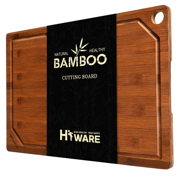 Tabla de cortar Hiware Wood Heavy Duty Bamboo con ranura para jugo