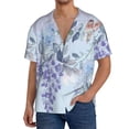thumbnail image 3 of Honeii 's Bird Butterfly Stripe for men's short-sleeved button-up collared shirt featuring a pocket, perfect for beach vacations, and travel adventures., 3 of 5
