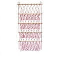 thumbnail image 1 of Wall Hanging Organizer Stuffed Animal Toy Net Hammock Nursery Plush Toy Storage Boho Macrame,Pink, 1 of 10