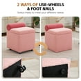 thumbnail image 5 of Boucle Vanity Chair with Storage, Swivel Upholstered Vanity Stool with Safety Hinge and Wheels, Square Ottoman for Bedroom, Dressing Room, Living Room, Pink, 5 of 8