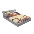thumbnail image 3 of Ambesonne Beach Fitted Sheet & Pillow Sham Set, Romantic Sunset Skyline, Twin, Orange Cream, 3 of 3