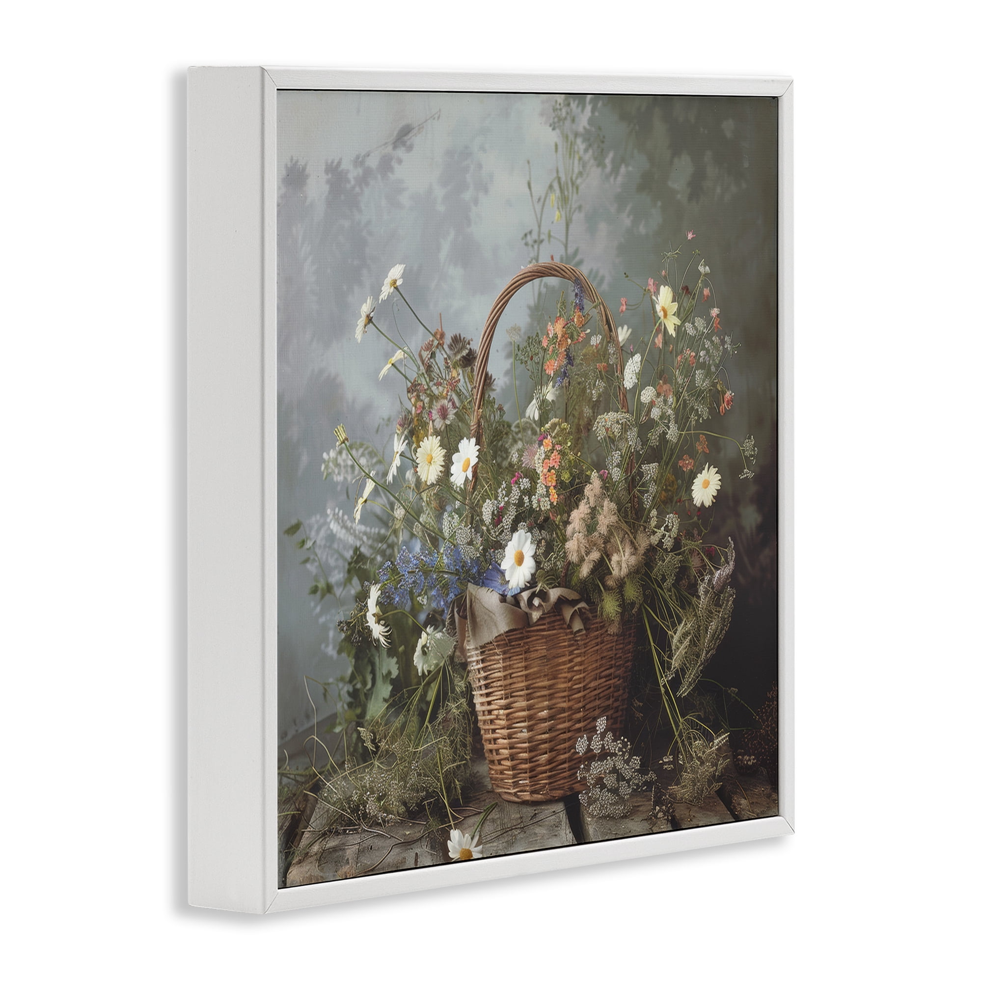 Stupell Industries Floral Basket Still Life White Framed Giclee Art, design by Lazar Studio