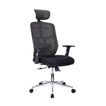 High Back Executive Mesh Office Chair with Arms, Lumbar Support & Chrome Base, Black - 26 x 26 x 42.75 in.