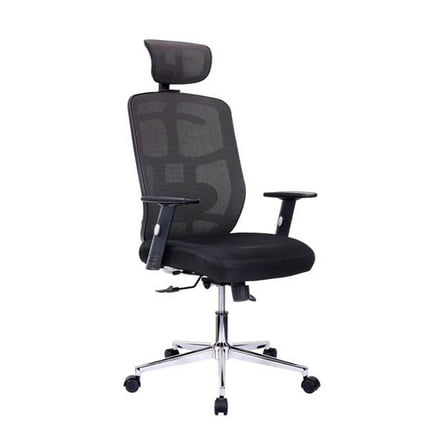 High Back Executive Mesh Office Chair with Arms, Lumbar Support & Chrome Base, Black - 26 x 26 x 42.75 in.