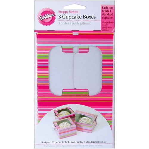 Wilton Individual Cupcake Box, Snappy Stripes 3 ct. 4151205