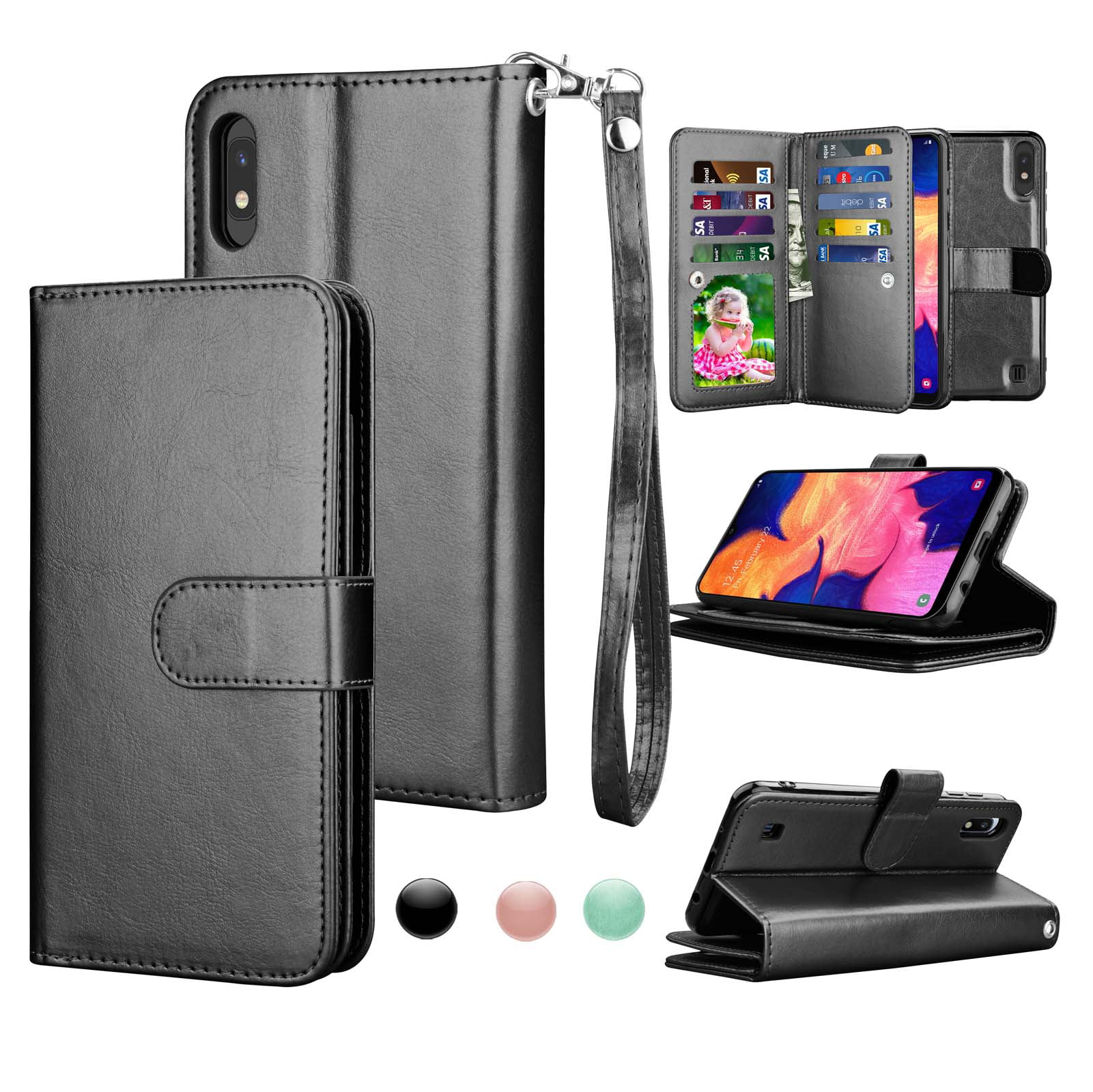 NWNK13 Samsung Galaxy A10 Case Slim Premium Leather Flip Case Notebook Wallet Book Case Soft Flexible Gel Frame Kickstand FunctionCard Holder ID Slot Protective Skin Cover Compatible for Samsung A10