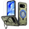 thumbnail image 1 of for Google Pixel 9A Case,Compatible with MagSafe,2 Pack Glass Screen Protector,Built-in KickStand Grip Ring,Heavy Duty Military Grade Shockproof Rugged Phone Cover For Pixel 9A 6.3"(Green), 1 of 5