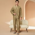 thumbnail image 6 of JTieacloth Warm Bathrobe for Men Men's Solid Color New Long Sleeve Thin Wicking Breathable Loungewear Set Couples' Pajamas Set Yellow, 6 of 6